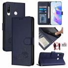 For Huawei P30 lite/nova 4e Cat Rat Embossed Pattern RFID Leather Phone Case with Lanyard(Blue) - 1