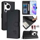 For Huawei Pura 70 Pro Cat Rat Embossed Pattern RFID Leather Phone Case with Lanyard(Black) - 1