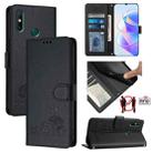 For Huawei Enjoy 20 SE/Y7a 4G Cat Rat Embossed Pattern RFID Leather Phone Case with Lanyard(Black) - 1