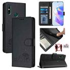 For Huawei P smart 2021 4G Cat Rat Embossed Pattern RFID Leather Phone Case with Lanyard(Black) - 1