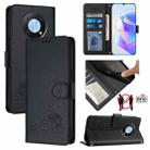 For Huawei Enjoy 50 Pro 4G Cat Rat Embossed Pattern RFID Leather Phone Case with Lanyard(Black) - 1