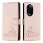 For Huawei nova 13 Pro 5G Cat Rat Embossed Pattern RFID Leather Phone Case with Lanyard(Pink) - 2