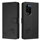 For Huawei nova 13 Pro 5G Cat Rat Embossed Pattern RFID Leather Phone Case with Lanyard(Black) - 2
