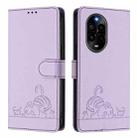 For Huawei nova 13 Pro 5G Cat Rat Embossed Pattern RFID Leather Phone Case with Lanyard(Purple) - 2