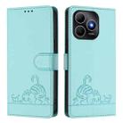 For Huawei Enjoy 80s 4G Cat Rat Embossed Pattern RFID Leather Phone Case with Lanyard(Mint Green) - 2