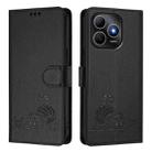 For Huawei Enjoy 80s 4G Cat Rat Embossed Pattern RFID Leather Phone Case with Lanyard(Black) - 2