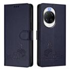 For Huawei nova 14 Ultra 5G Cat Rat Embossed Pattern RFID Leather Phone Case with Lanyard(Blue) - 2
