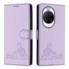 For Huawei nova 14 Ultra 5G Cat Rat Embossed Pattern RFID Leather Phone Case with Lanyard(Purple) - 2