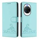 For Huawei nova 14 Pro 5G Cat Rat Embossed Pattern RFID Leather Phone Case with Lanyard(Mint Green) - 2
