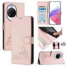 For Huawei nova 14 Pro 5G Cat Rat Embossed Pattern RFID Leather Phone Case with Lanyard(Pink) - 1