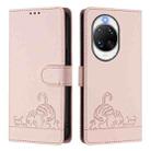 For Huawei nova 14 Pro 5G Cat Rat Embossed Pattern RFID Leather Phone Case with Lanyard(Pink) - 2