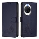For Huawei nova 14 Pro 5G Cat Rat Embossed Pattern RFID Leather Phone Case with Lanyard(Blue) - 2