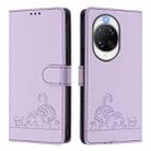 For Huawei nova 14 Pro 5G Cat Rat Embossed Pattern RFID Leather Phone Case with Lanyard(Purple) - 2
