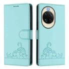 For Huawei nova 14 5G Cat Rat Embossed Pattern RFID Leather Phone Case with Lanyard(Mint Green) - 2