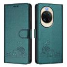 For Huawei nova 14 5G Cat Rat Embossed Pattern RFID Leather Phone Case with Lanyard(Peacock Green) - 2