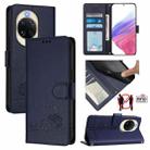 For Huawei nova 14 5G Cat Rat Embossed Pattern RFID Leather Phone Case with Lanyard(Blue) - 1