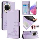 For Huawei nova 14 5G Cat Rat Embossed Pattern RFID Leather Phone Case with Lanyard(Purple) - 1
