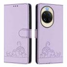 For Huawei nova 14 5G Cat Rat Embossed Pattern RFID Leather Phone Case with Lanyard(Purple) - 2