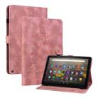 For Amazon Fire HD10 2019/2017 Lily Embossed Leather Smart Tablet Case(Pink) - 1