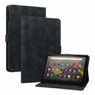 For Amazon Fire HD10 2019/2017 Lily Embossed Leather Smart Tablet Case(Black) - 1