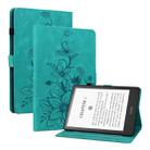 For Amazon Kindle Paperwhite 12th Gen 2024 Lily Embossed Leather Smart Tablet Case(Green) - 1