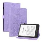 For Amazon Kindle Paperwhite 12th Gen 2024 Lily Embossed Leather Smart Tablet Case(Purple) - 1