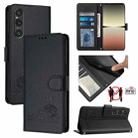 For Sony 1 V 2023 Cat Rat Embossed Pattern RFID Leather Phone Case with Lanyard(Black) - 1