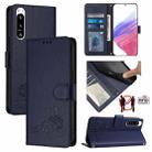 For Sony 5 IV Cat Rat Embossed Pattern RFID Leather Phone Case with Lanyard(Blue) - 1