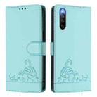 For Sony Xperia 10 IV Cat Rat Embossed Pattern RFID Leather Phone Case with Lanyard(Mint Green) - 2