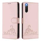 For Sony Xperia 10 IV Cat Rat Embossed Pattern RFID Leather Phone Case with Lanyard(Pink) - 2