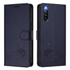 For Sony Xperia 10 IV Cat Rat Embossed Pattern RFID Leather Phone Case with Lanyard(Blue) - 2