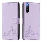 For Sony Xperia 10 IV Cat Rat Embossed Pattern RFID Leather Phone Case with Lanyard(Purple) - 2