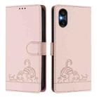 For Sony Xperia 5 VI Cat Rat Embossed Pattern RFID Leather Phone Case with Lanyard(Pink) - 2