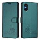 For Sony Xperia 5 VI Cat Rat Embossed Pattern RFID Leather Phone Case with Lanyard(Peacock Green) - 2