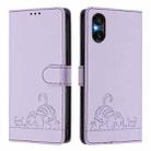 For Sony Xperia 5 VI Cat Rat Embossed Pattern RFID Leather Phone Case with Lanyard(Purple) - 2