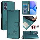 For TCL 30 / 30 5G / 30+ Cat Rat Embossed Pattern RFID Leather Phone Case with Lanyard(Peacock Green) - 1