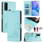 For TCL 30 XE 5G Cat Rat Embossed Pattern RFID Leather Phone Case with Lanyard(Mint Green) - 1