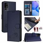 For TCL 40 R Cat Rat Embossed Pattern RFID Leather Phone Case with Lanyard(Blue) - 1