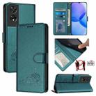 For TCL 505 Cat Rat Embossed Pattern RFID Leather Phone Case with Lanyard(Peacock Green) - 1