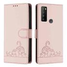 For TCL 30 XL T701DL Cat Rat Embossed Pattern RFID Leather Phone Case with Lanyard(Pink) - 2