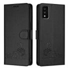 For TCL 30T T603DL Cat Rat Embossed Pattern RFID Leather Phone Case with Lanyard(Black) - 2