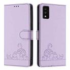 For TCL 30T T603DL Cat Rat Embossed Pattern RFID Leather Phone Case with Lanyard(Purple) - 2