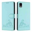 For TCL 30Z T602DL Cat Rat Embossed Pattern RFID Leather Phone Case with Lanyard(Mint Green) - 2