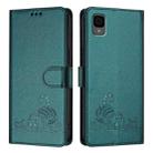 For TCL 30Z T602DL Cat Rat Embossed Pattern RFID Leather Phone Case with Lanyard(Peacock Green) - 2