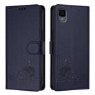 For TCL 30Z T602DL Cat Rat Embossed Pattern RFID Leather Phone Case with Lanyard(Blue) - 2