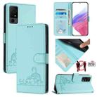 For TCL 40 XL / 40 T T608DL Cat Rat Embossed Pattern RFID Leather Phone Case with Lanyard(Mint Green) - 1