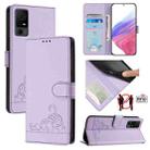 For TCL 40 XL / 40 T T608DL Cat Rat Embossed Pattern RFID Leather Phone Case with Lanyard(Purple) - 1