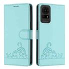 For TCL 50 LE 5G Cat Rat Embossed Pattern RFID Leather Phone Case with Lanyard(Mint Green) - 2