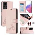 For TCL 50 LE 5G Cat Rat Embossed Pattern RFID Leather Phone Case with Lanyard(Pink) - 1