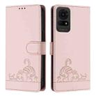 For TCL 50 LE 5G Cat Rat Embossed Pattern RFID Leather Phone Case with Lanyard(Pink) - 2